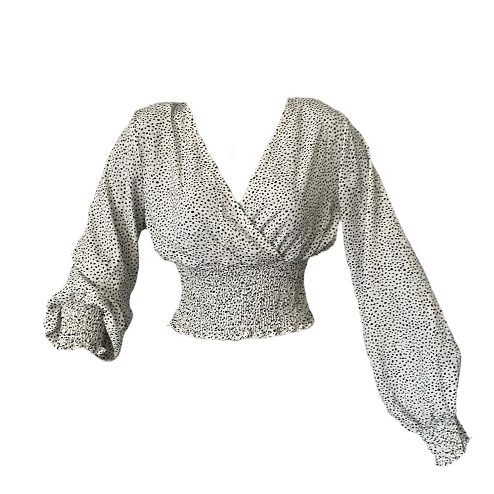 NWOT Shein Speckled Smocked Long Sleeve Top Size S